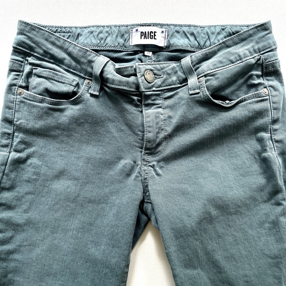 Paige Women's 27 Jeans Blue Green Skyline Ankle Peg Skinny Stretch Medium Wash